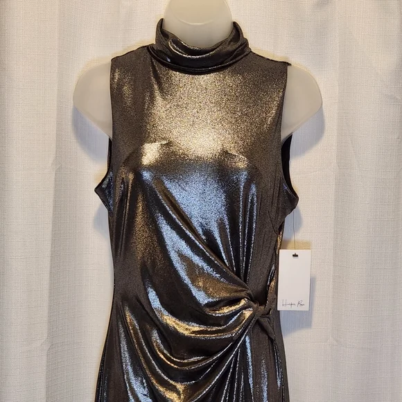 Harper Rose Formal Silver Sleeveless Mocked Neck Sheath Midi Dress Size 6 - Picture 5 of 8